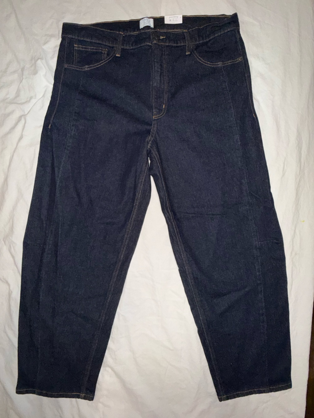 Time and Tru Women's Very Dark Blue Boyfriend Jeans Barrel Leg Size 16